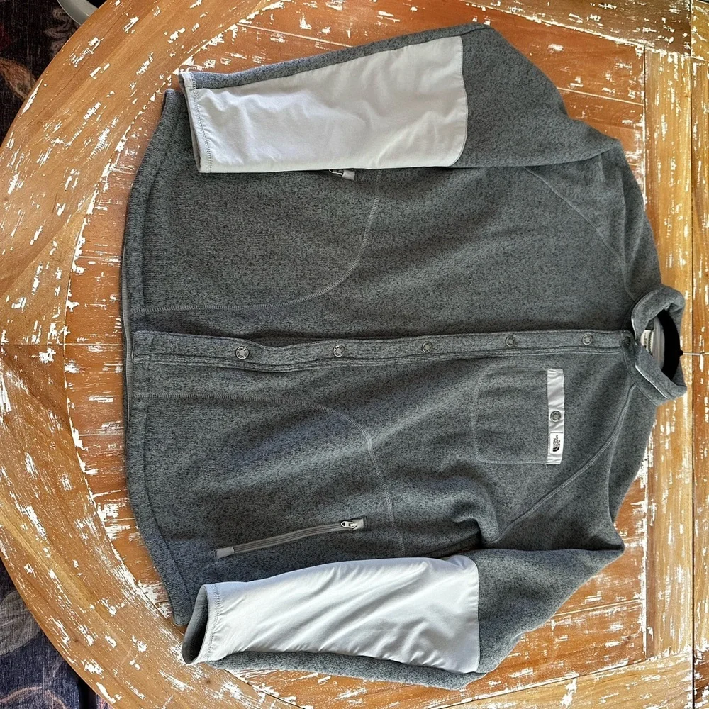 The North Face Men's Fleece Button‎ Up Shirt Jacket Grey Size L
